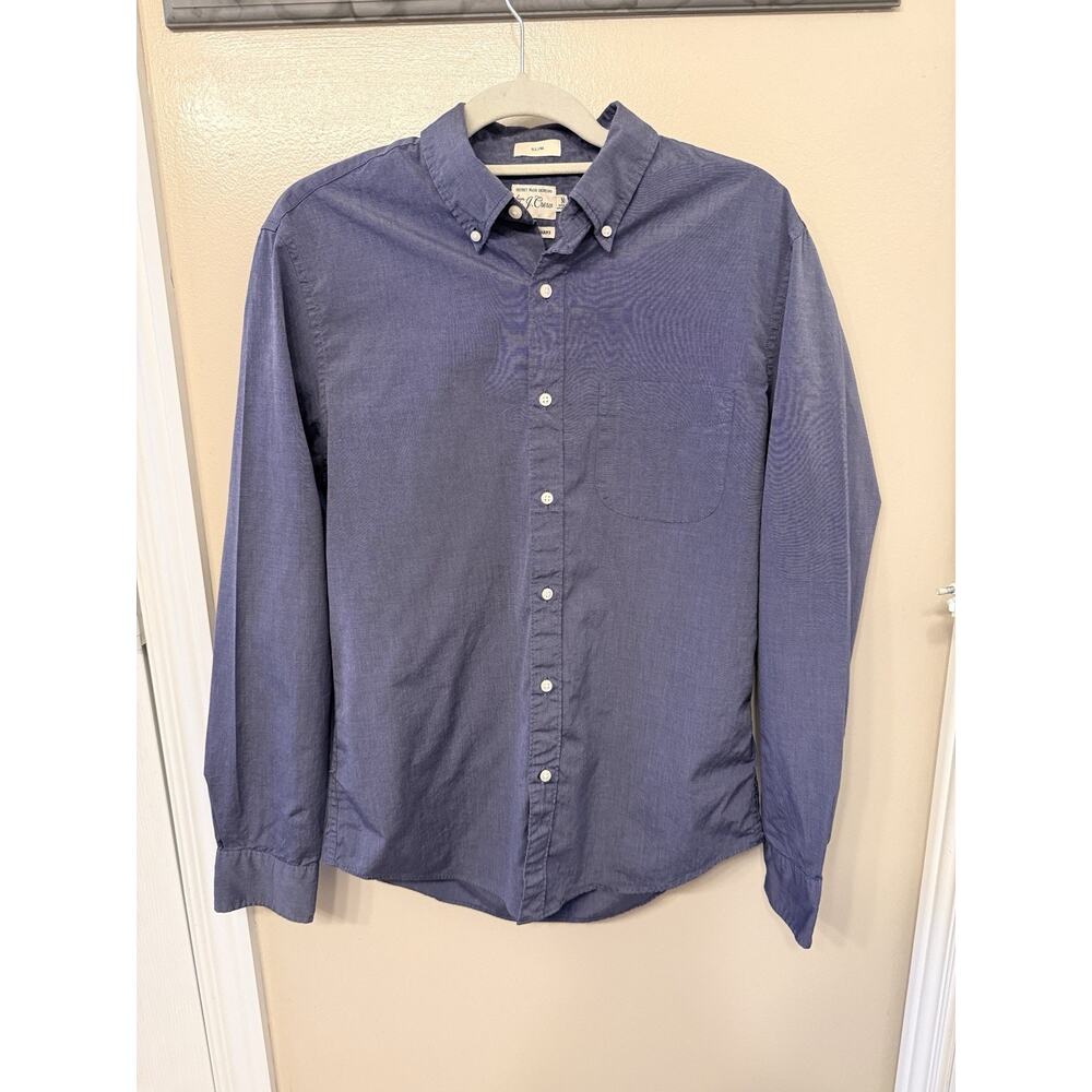 J. Crew Blue Button Down Secret Wash Slim Fit Size Medium Long Sleeve Cotton